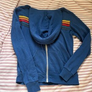 Aviator Nation Blue Sweater with Multicolor Stripes